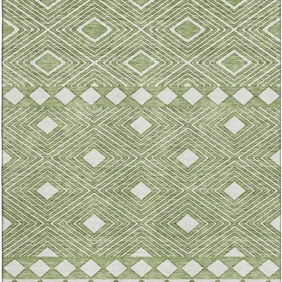 Green And Ivory Geometric Washable Area Rug With UV Protection Photo 4