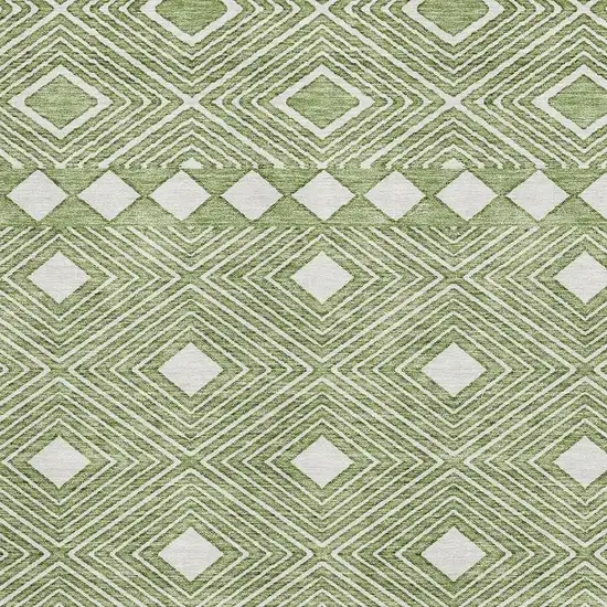 Green And Ivory Geometric Washable Area Rug With UV Protection Photo 3