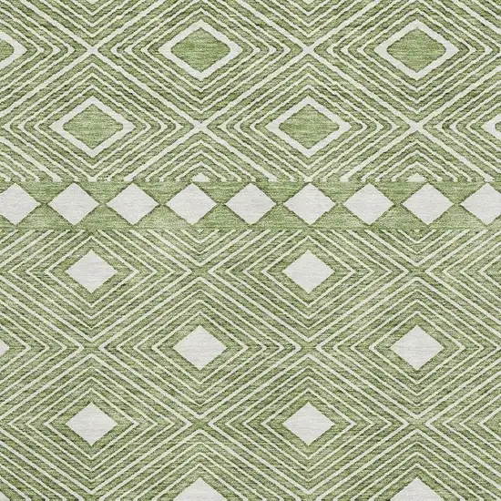 Green And Ivory Geometric Washable Area Rug With UV Protection Photo 3