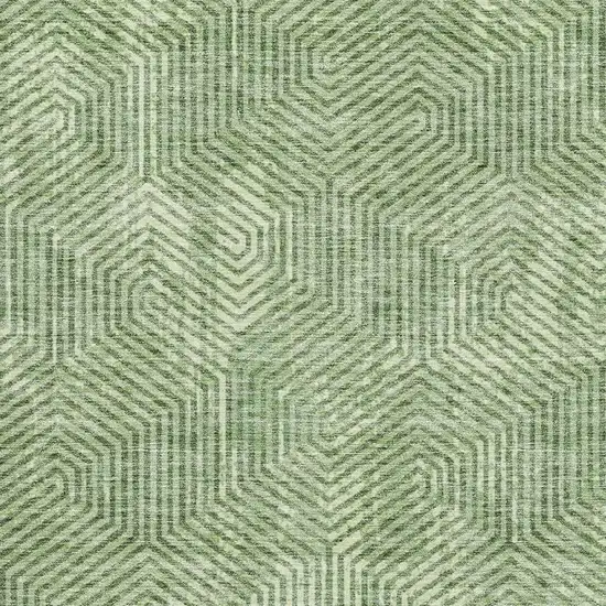 Green And Ivory Geometric Washable Area Rug With UV Protection Photo 3