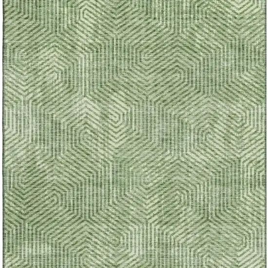 Green And Ivory Geometric Washable Area Rug With UV Protection Photo 4
