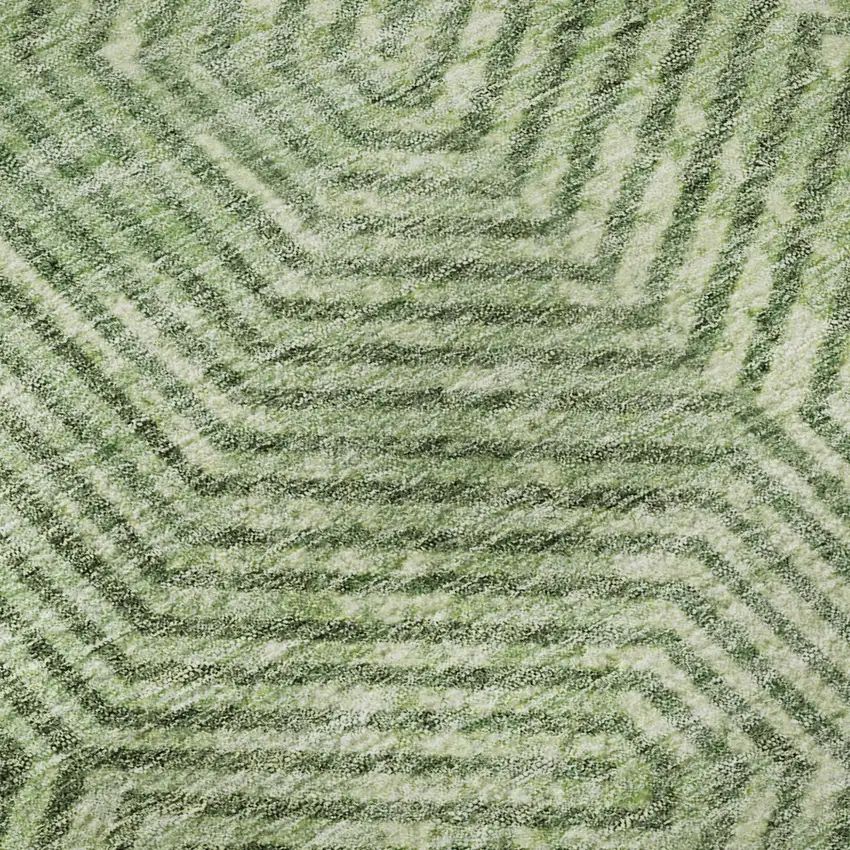 Green And Ivory Geometric Washable Area Rug With UV Protection Photo 8