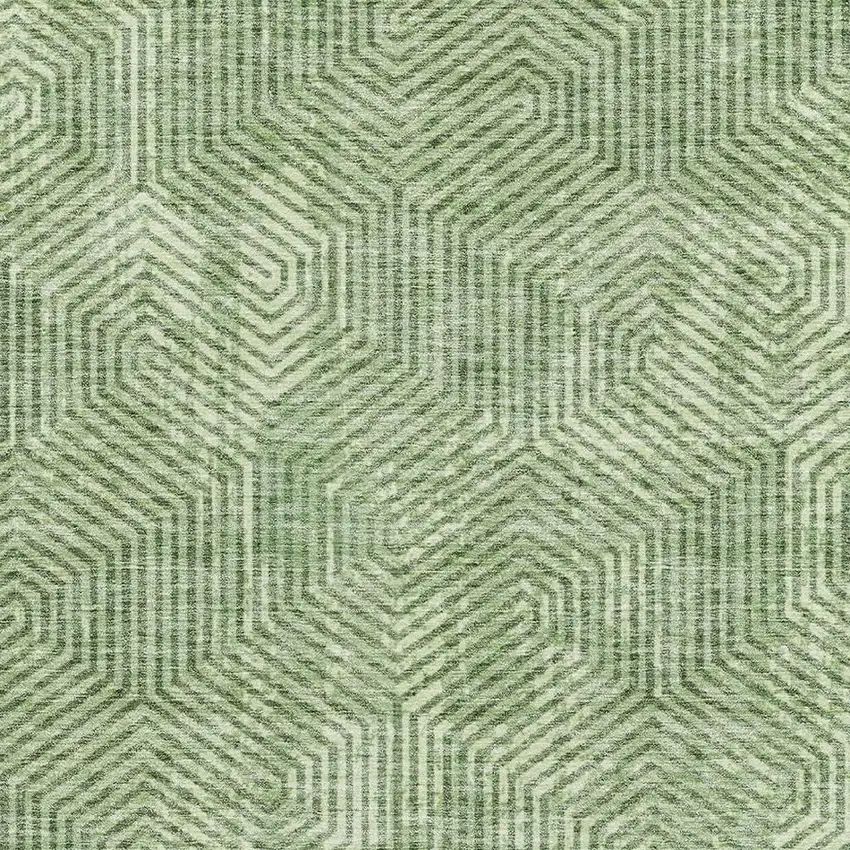 Green And Ivory Geometric Washable Area Rug With UV Protection Photo 3