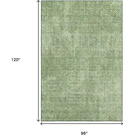 Green And Ivory Geometric Washable Area Rug With UV Protection Photo 3