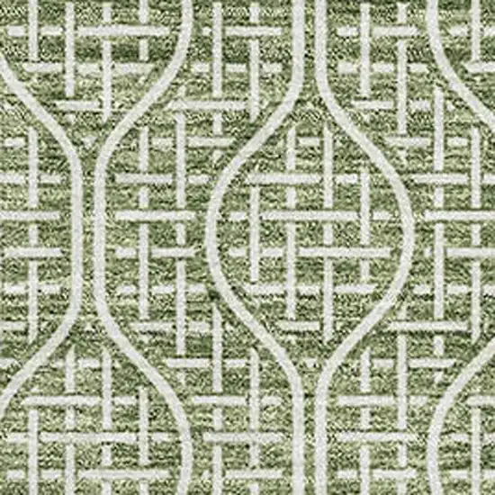 Green And Ivory Geometric Washable Area Rug With UV Protection Photo 2