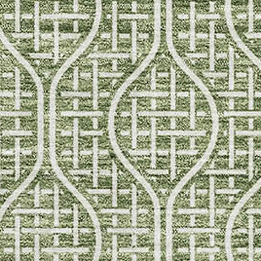 Green And Ivory Geometric Washable Area Rug With UV Protection Photo 2