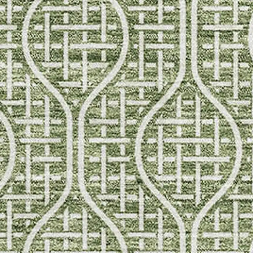 Green And Ivory Geometric Washable Area Rug With UV Protection Photo 2