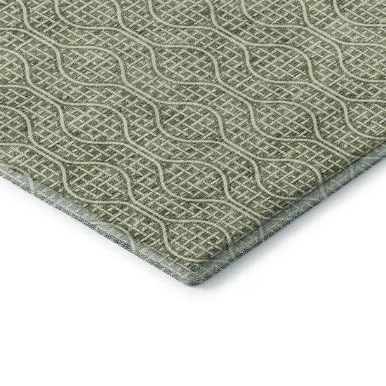 Green And Ivory Geometric Washable Area Rug With UV Protection Photo 7