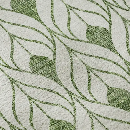 Green And Ivory Geometric Washable Area Rug With UV Protection Photo 9