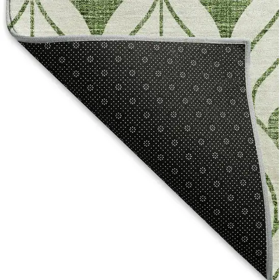 Green And Ivory Geometric Washable Area Rug With UV Protection Photo 6
