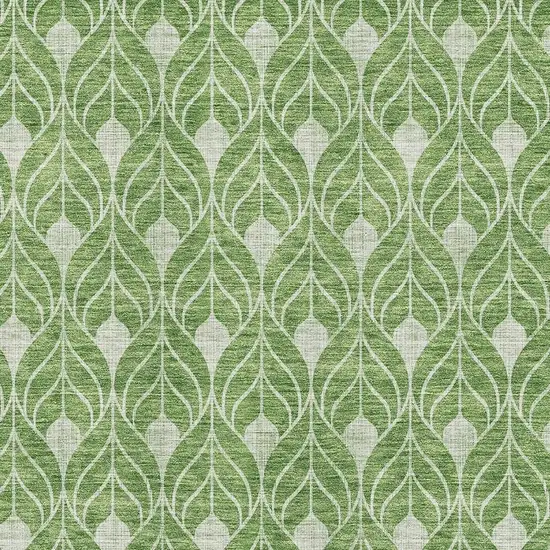 Green And Ivory Geometric Washable Area Rug With UV Protection Photo 2