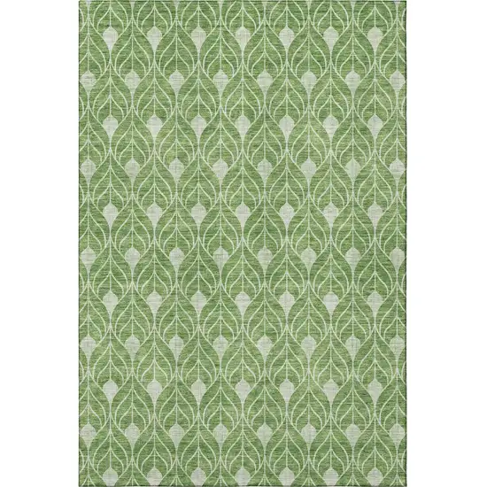 Green And Ivory Geometric Washable Area Rug With UV Protection Photo 3