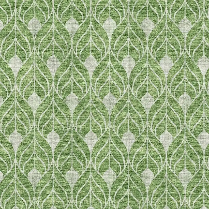 Green And Ivory Geometric Washable Area Rug With UV Protection Photo 2