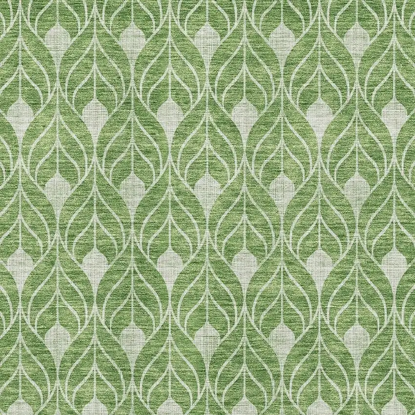 Green And Ivory Geometric Washable Area Rug With UV Protection Photo 2