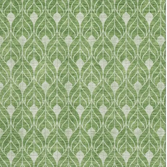 Green And Ivory Geometric Washable Area Rug With UV Protection Photo 3