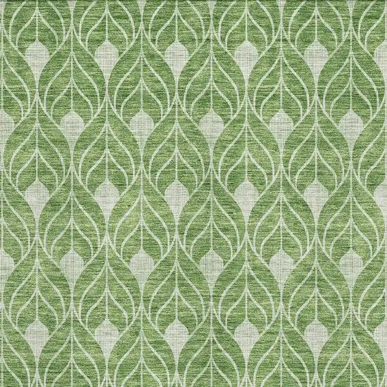 Green And Ivory Geometric Washable Area Rug With UV Protection Photo 2