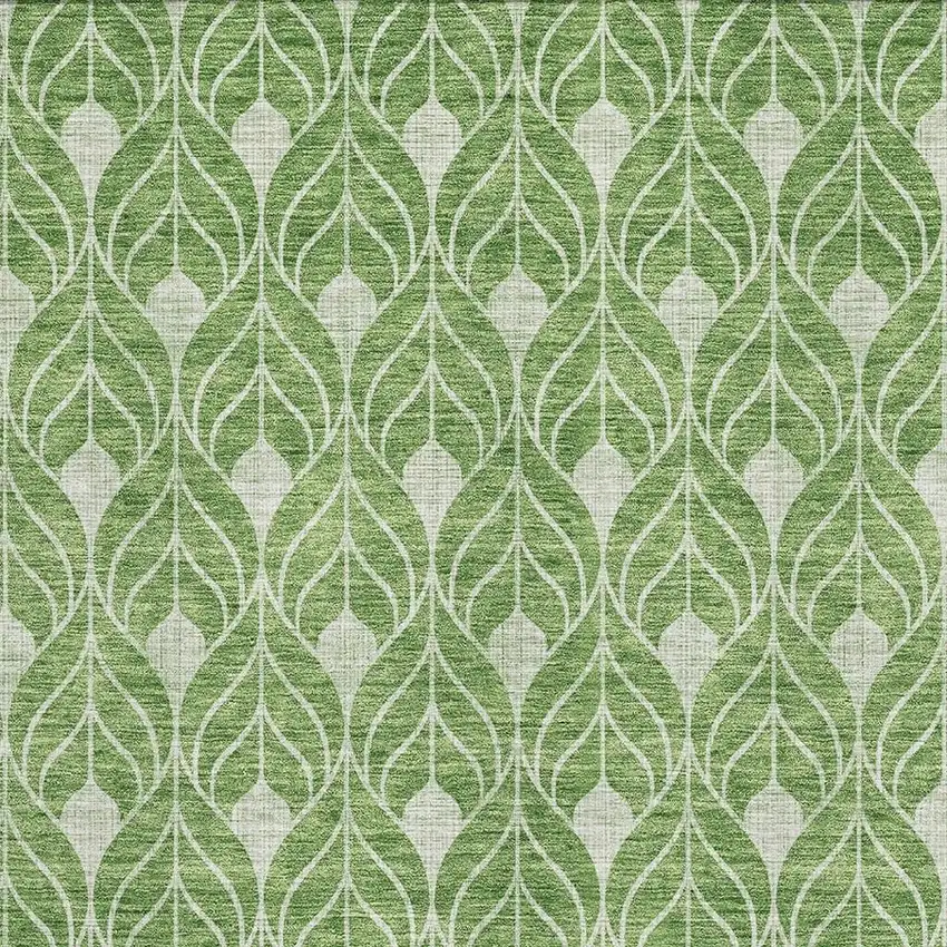 Green And Ivory Geometric Washable Area Rug With UV Protection Photo 2