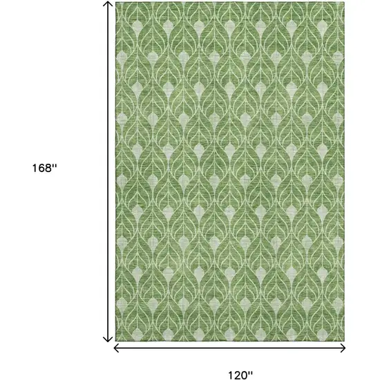 Green And Ivory Geometric Washable Area Rug With UV Protection Photo 9