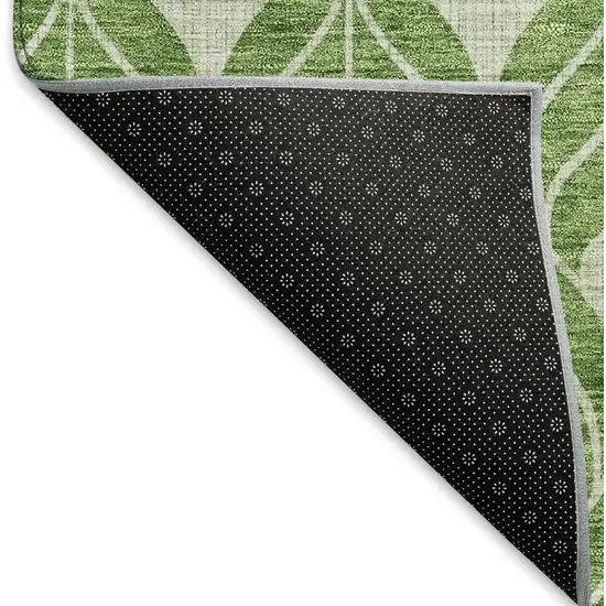 Green And Ivory Geometric Washable Area Rug With UV Protection Photo 5