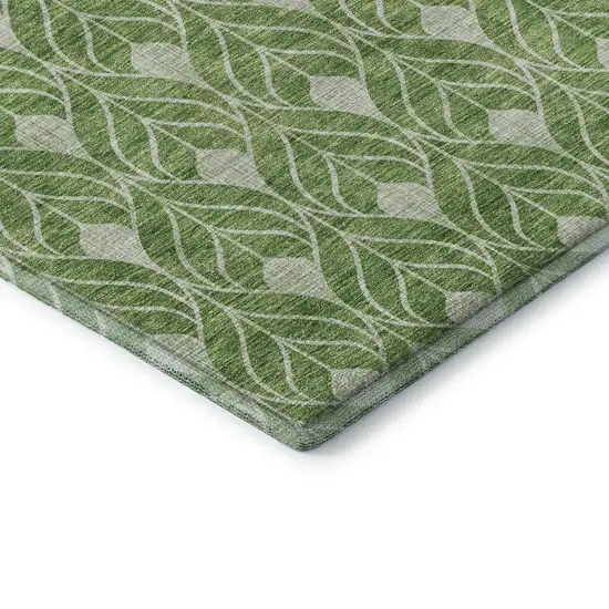 Green And Ivory Geometric Washable Area Rug With UV Protection Photo 6