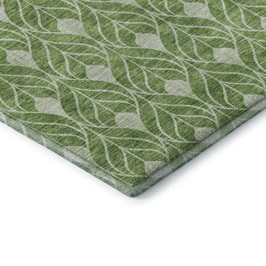 Green And Ivory Geometric Washable Area Rug With UV Protection Photo 6