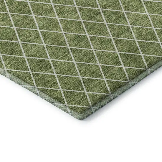 Green And Ivory Geometric Washable Area Rug With UV Protection Photo 7