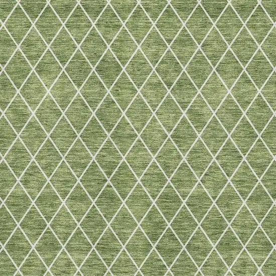 Green And Ivory Geometric Washable Area Rug With UV Protection Photo 2