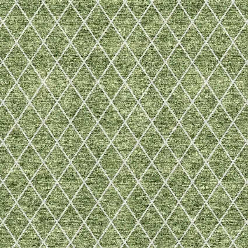 Green And Ivory Geometric Washable Area Rug With UV Protection Photo 2