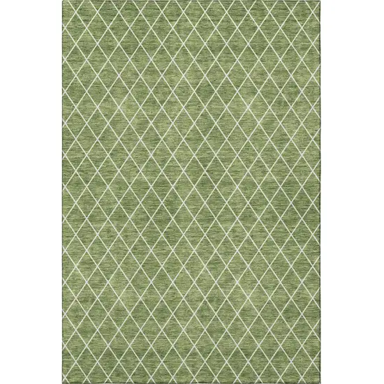 Green And Ivory Geometric Washable Area Rug With UV Protection Photo 3