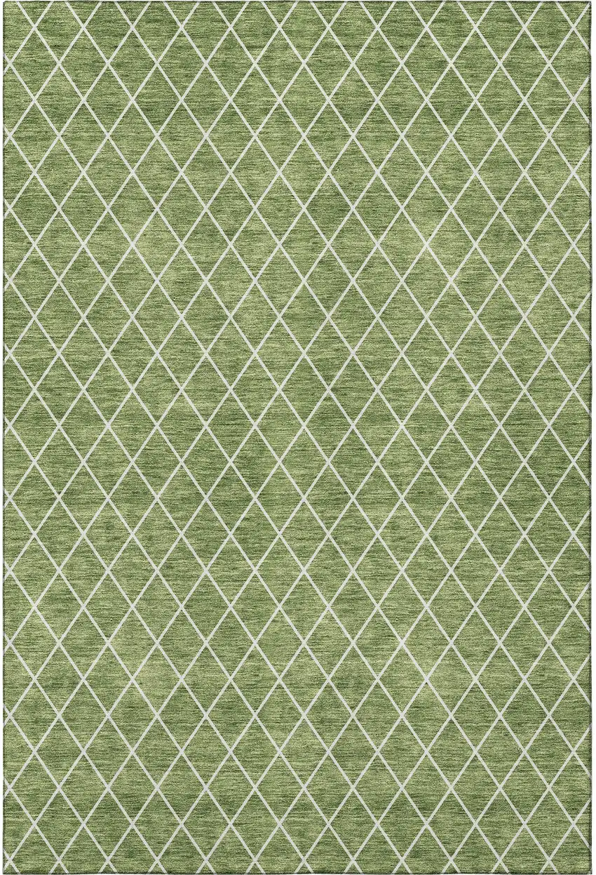 Green And Ivory Geometric Washable Area Rug With UV Protection Photo 3