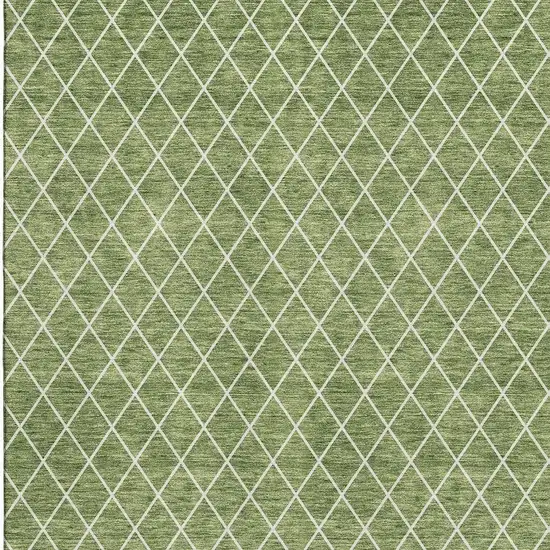 Green And Ivory Geometric Washable Area Rug With UV Protection Photo 2