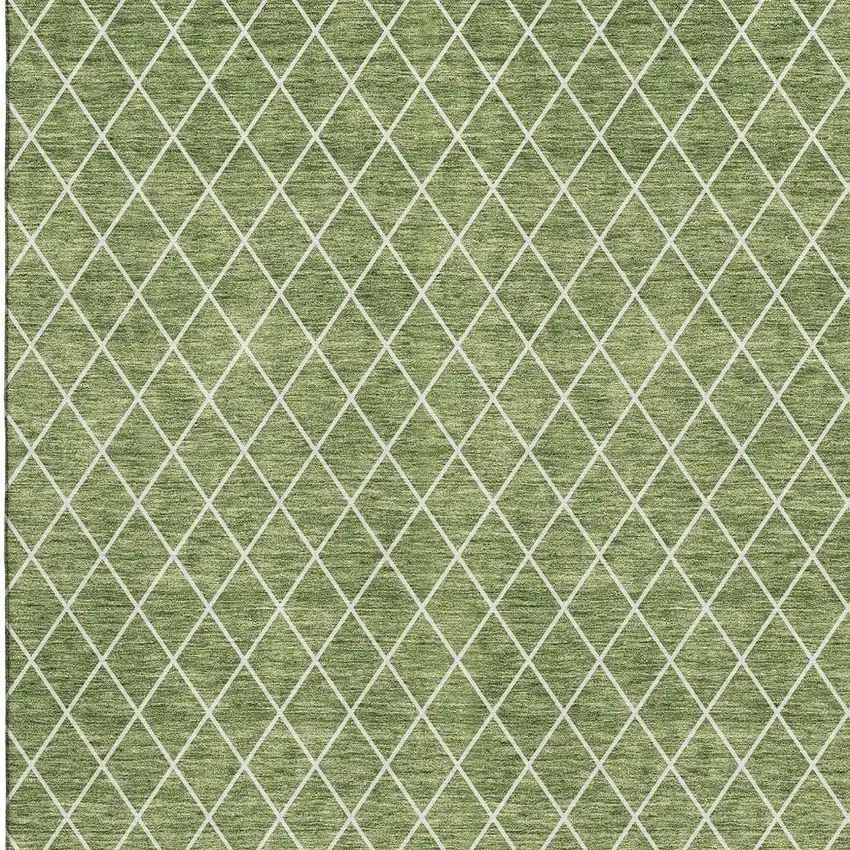Green And Ivory Geometric Washable Area Rug With UV Protection Photo 2