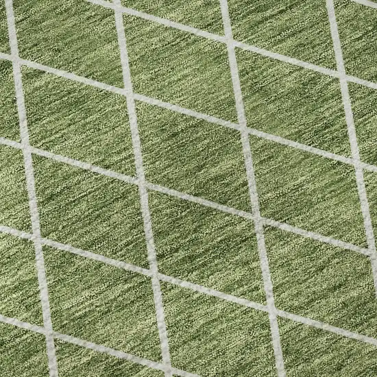 Green And Ivory Geometric Washable Area Rug With UV Protection Photo 9