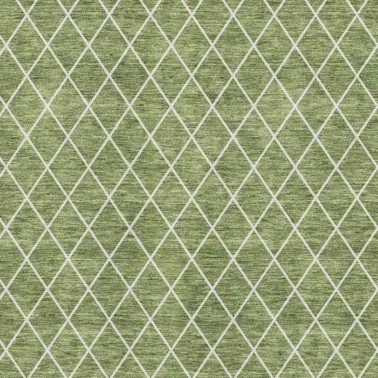 Green And Ivory Geometric Washable Area Rug With UV Protection Photo 2