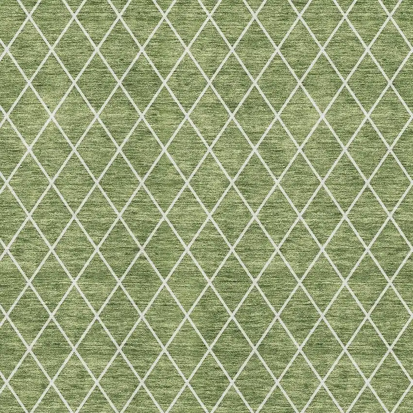 Green And Ivory Geometric Washable Area Rug With UV Protection Photo 2