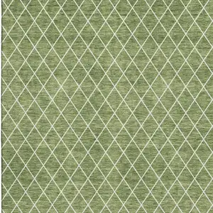 Photo of Green And Ivory Geometric Washable Area Rug With UV Protection