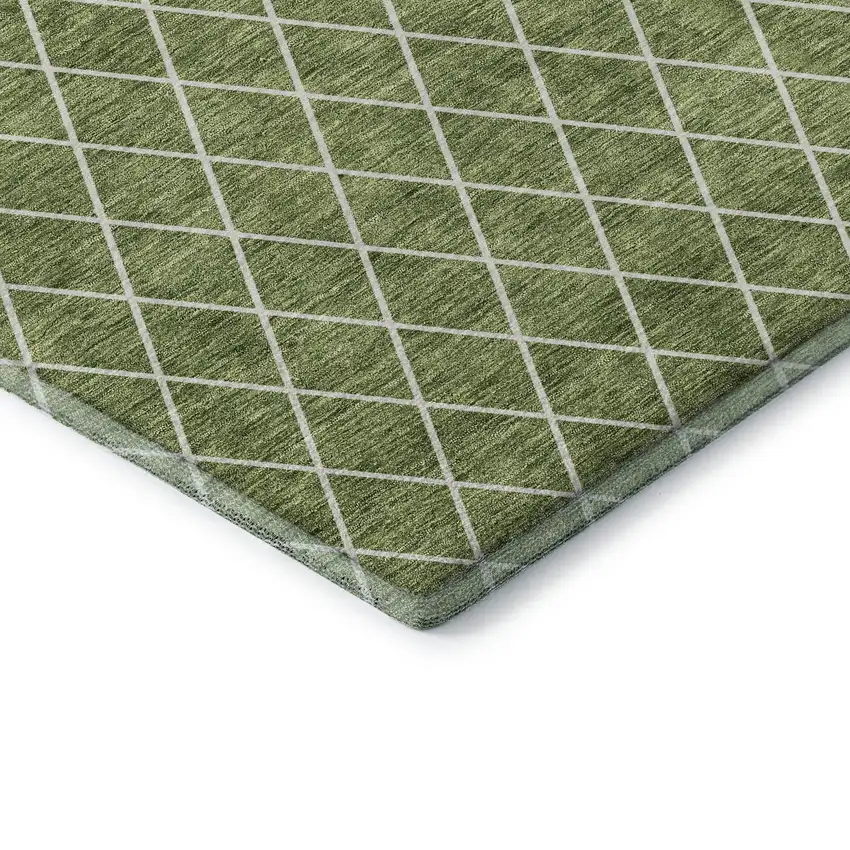 Green And Ivory Geometric Washable Area Rug With UV Protection Photo 7