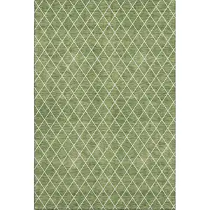 Photo of Green And Ivory Geometric Washable Area Rug With UV Protection