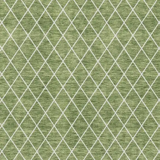 Green And Ivory Geometric Washable Area Rug With UV Protection Photo 2