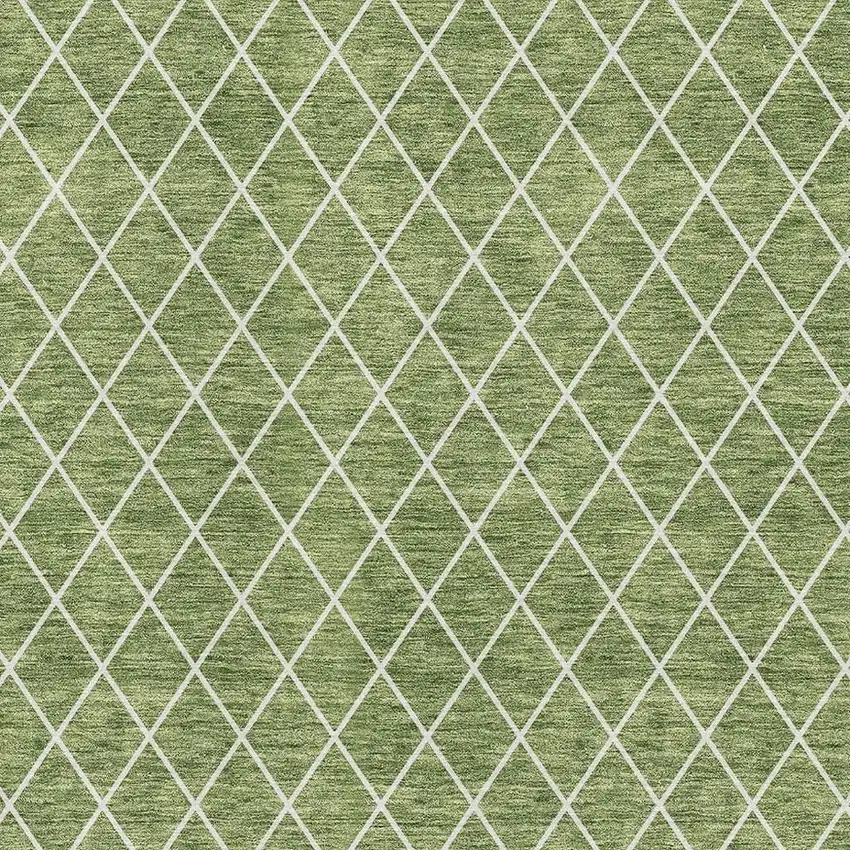 Green And Ivory Geometric Washable Area Rug With UV Protection Photo 2