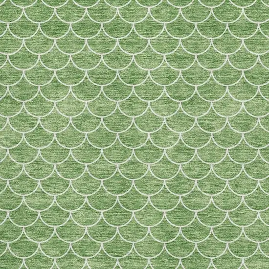 Green And Ivory Geometric Washable Area Rug With UV Protection Photo 2