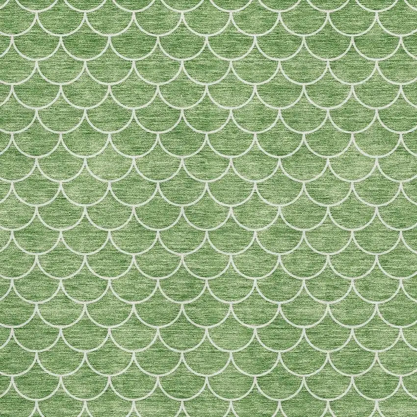 Green And Ivory Geometric Washable Area Rug With UV Protection Photo 2