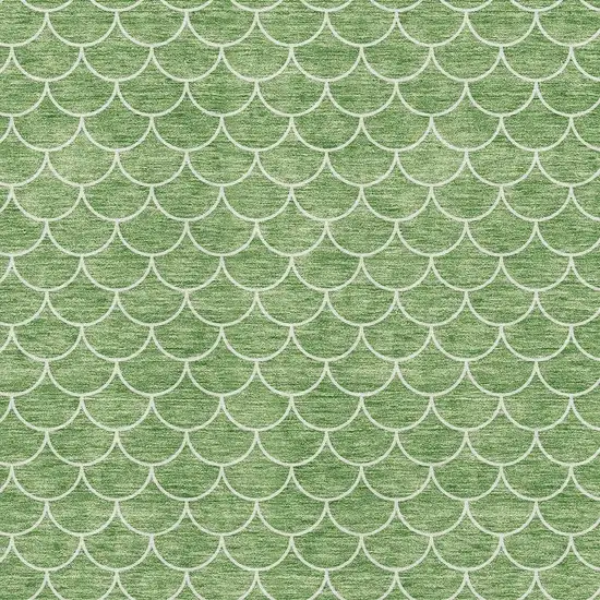 Green And Ivory Geometric Washable Area Rug With UV Protection Photo 2
