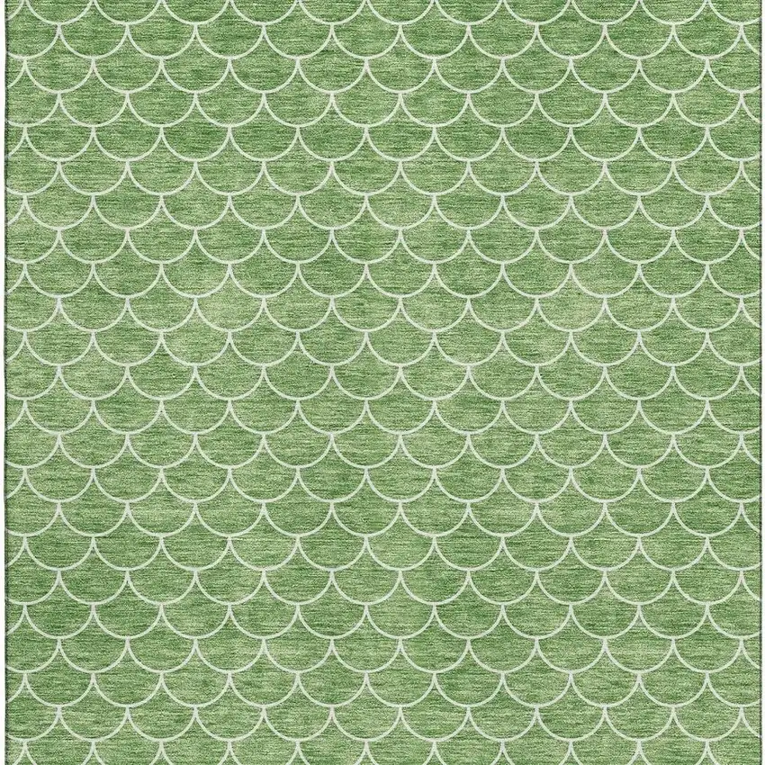 Green And Ivory Geometric Washable Area Rug With UV Protection Photo 3