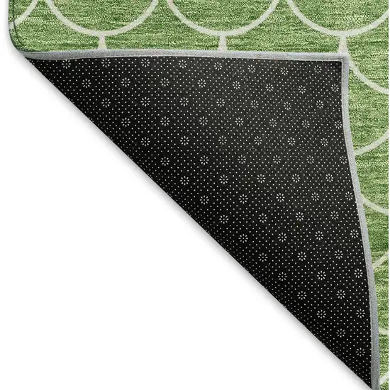 Green And Ivory Geometric Washable Area Rug With UV Protection Photo 6