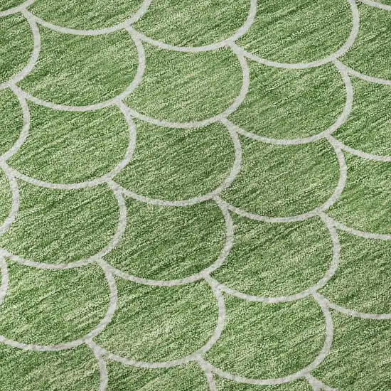 Green And Ivory Geometric Washable Area Rug With UV Protection Photo 9