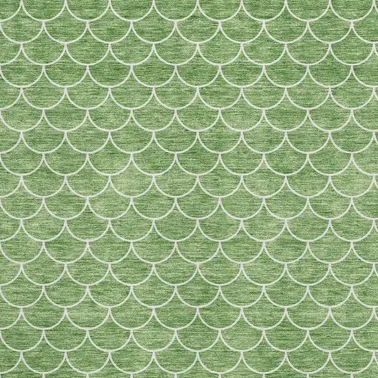 Green And Ivory Geometric Washable Area Rug With UV Protection Photo 2