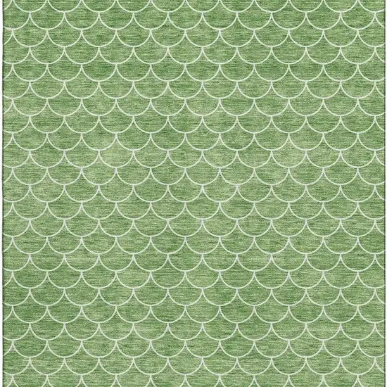 Green And Ivory Geometric Washable Area Rug With UV Protection Photo 3