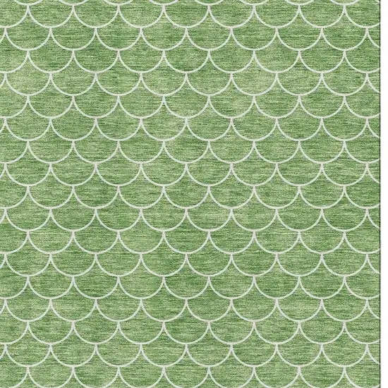 Green And Ivory Geometric Washable Area Rug With UV Protection Photo 3