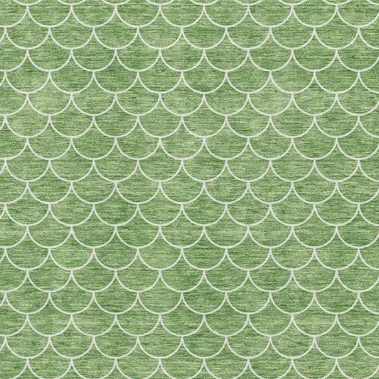Green And Ivory Geometric Washable Area Rug With UV Protection Photo 2